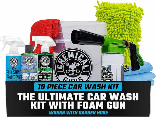 Chemical Guys 16-Piece Arsenal Builder Car Wash Kit with Foam Gun, Bucket, and 6 x 16 oz Car Care Chemicals - Works with Garden Hose for Cars, Trucks, SUVs, Motorcycles, and More