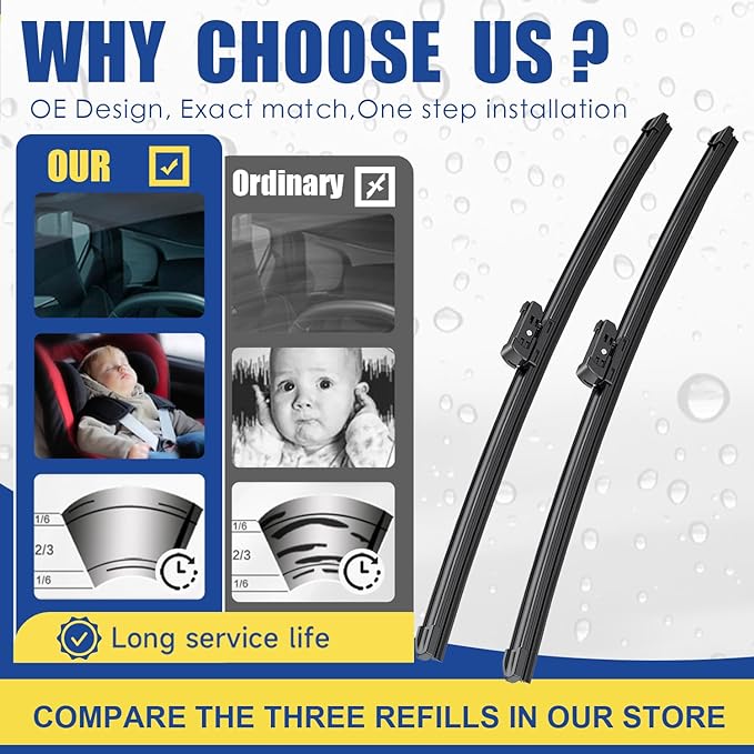 2 wipers Replacement For 2010 2011 2012 2013 2014 2015 2016 2017 GMC Terrain Chevy Equinox Original Equipment Windshield Wiper Blades Set - 24"+17" (Set of 2) Top Lock