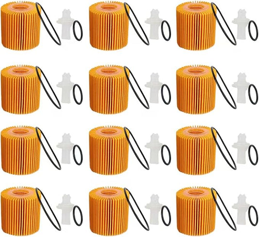 04152-YZZA1 Engine Oil Filter Kit compatible for Toyota Avalon Camry RAV4 Sienna Lexus ES300h ES350 IS200t RX350 RX450h and More Replace,04152-31090 (Orange, 12PCS 04152-YZZA1)