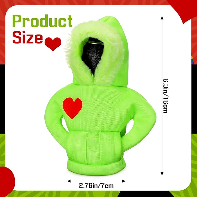 Christmas Car Gear Shift Hoodie Decoration Halloween Funny Gear Shift Cover Mini Universal Knob Hoodie Cover for Automotive Car Interior Accessories Gadgets Gift(Green,Novel)