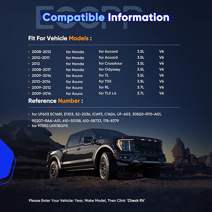 ECCPP UF603 6 ignition coils + 6 iridium Spark Plugs 97390 For 08-12 HONDA Accord,08-17 Honda Odyssey,12 Honda Crosstour/09-12 Acura Rl,09-14 Acura Tl,10-14 Acura Tsx 3.5L 3.7L V6