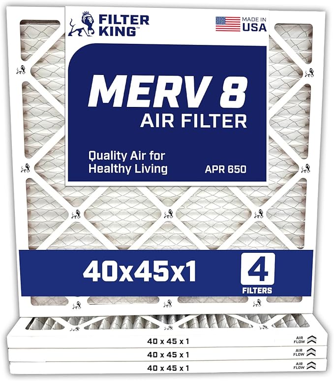 Filter King 40x45x1 Air Filter | 4-PACK | MERV 8 HVAC Pleated A/C Furnace Filters | MADE IN USA | Actual Size: 40 x 45 x .75"
