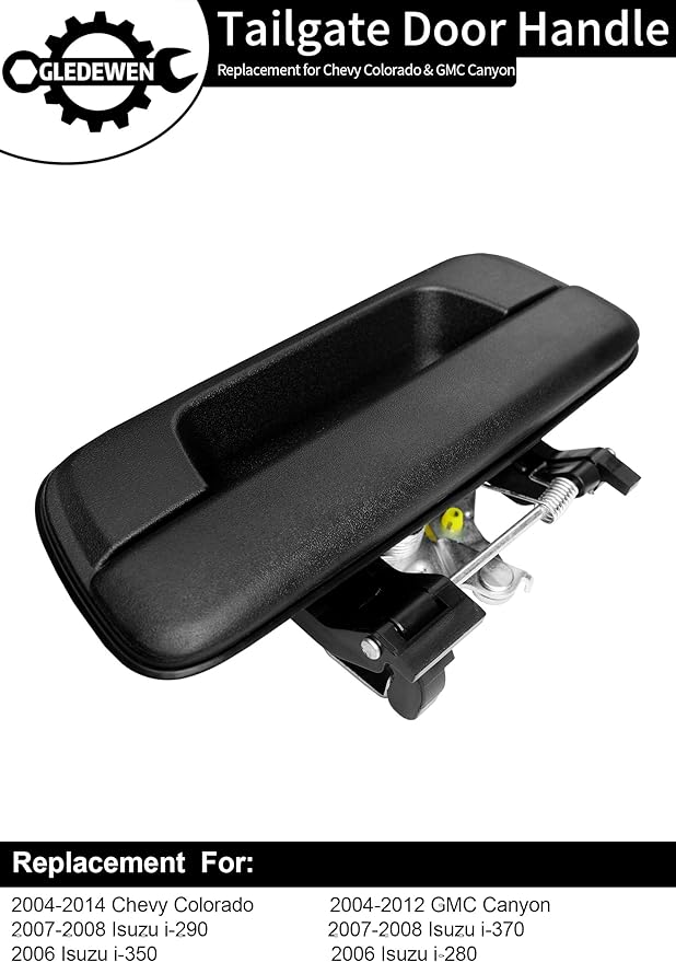 Tailgate Door Handle, Compatible with 2004-2014 Chevy Colorado & GMC Canyon & Isuzu i-280 / i-290 / i-350 / i-370, Exterior Rear without Keyhole | 97319415, GM1915127 Tail gate Liftgate Latch Lock