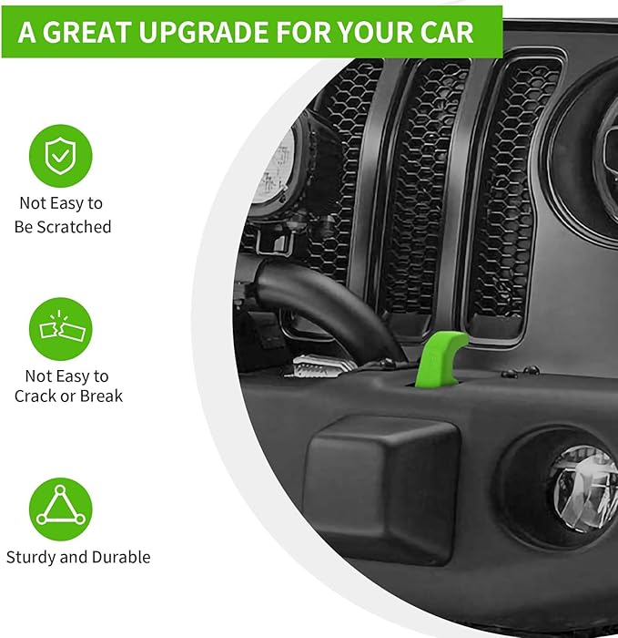 Bumper Tow Hook Covers 2Pcs Compatible with 2007-2018 Jeep Wrangler JK JKU/for 2018-2025 JL JLU & Jeep Gladiator JT Exterior Accessories(Green)