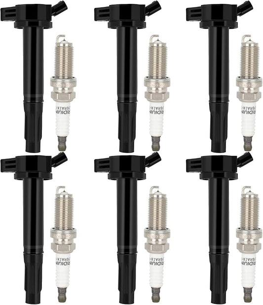 ECCPP 6 ignition coils with 6 iridium Spark Plugs,UF487,for Toyota,for Lexus Avalon Camry Rav4 Sienna Venza Highlander IS350 RX450h ES350 2.5L 2.7L 3.5L,UF-487,C1601,90919-02255,UF487,90919-A2002