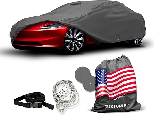 Ultimum Series Car Cover Waterproof All Weather for Tesla Model 3 Car Cover 2017-2024 Sedan 4-Door Bluestar - Protection Semi Custom Fit - Dust, Sun, Snow, Rain, Protection in&Outdoor