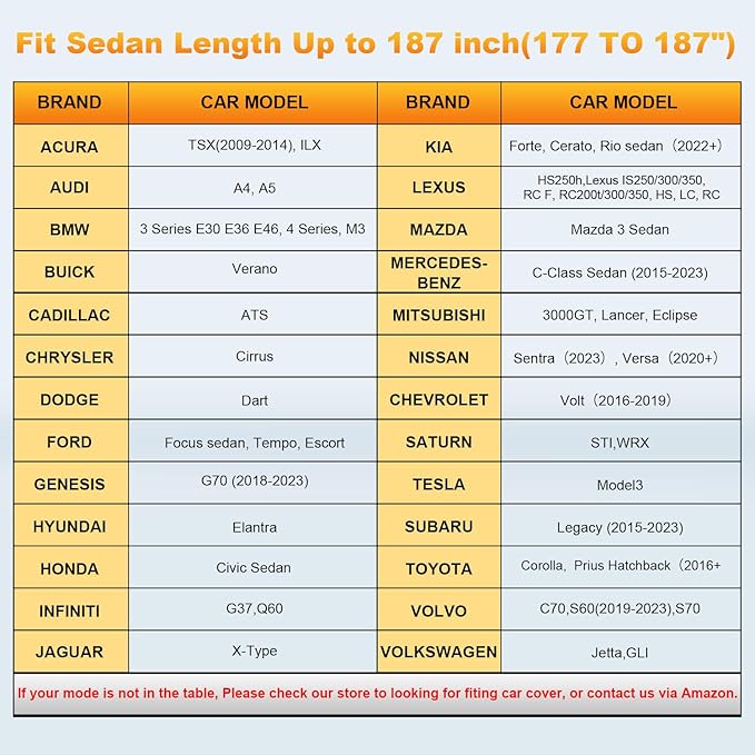 Car Cover Outdoor Full Exterior Covers Sedan Sun UV Rain Snow Wind Protection Car Cover Universal Fit for Sedan (Length 178"-187")