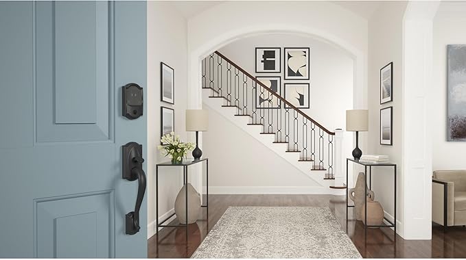 Schlage BE499WB CAM 622 Encode Plus WiFi Deadbolt Smart Lock, Keyless Entry Touchscreen Door Lock with Camelot Trim, Matte Black