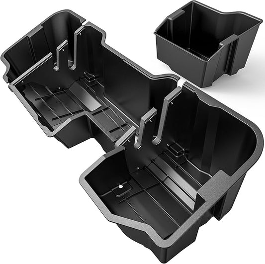 oEdRo Upgraded Under Seat Storage Box Fit with 2019-2025 Chevy Silverado/GMC Sierra 1500, 2020-2025 Silverado/Sierra 2500HD 3500HD Double Cab & Crew Cab, 2-in-1 Underseat Storage Black Tool Box
