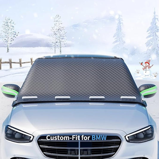 Custom fit for BMW Windshield Snow Covers, 8 Layers WAaterproof Windproof Protection, Frost Defense, Ice, Sun, Snow, Designed for BMW Accessories (for BMW i8)
