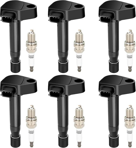 ECCPP UF242 6 ignition coils with 6 iridium Spark Plugs 95839,for Honda,for Acura,for Saturn,for Accord Odyssey MDX TL RL Vue 3.0L 3.2L 3.5L V6 90919-02247,C1221,UF242,30520P8EA01,30520P8FA01