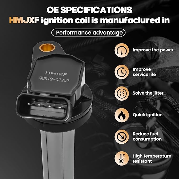 Set of 4 Ignition Coil Packs UF619 C1714 Compatible with, Scion, Lexus Vehicles Corolla, Matrix Prius V Plug-In Vibe xD CT200h L4 1.8L Replacement for 90919-02252,90919-02252,C1714 Engines