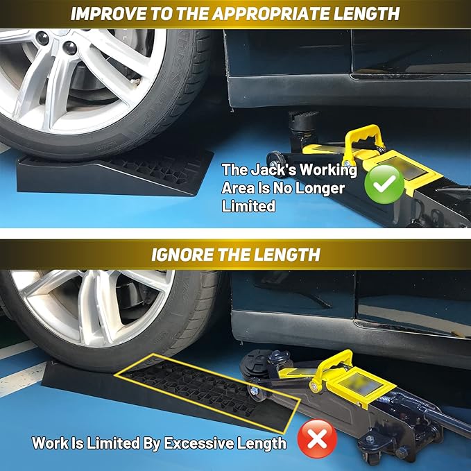 Car Ramps for Jack Support and Lift Vehicle Maintenance, Lightweight Low Profile Car Ramps for Garage, Heavy Duty Tire Ramps for Low Chassis Cars, 17.5''x10''x3.14'' (2PCS)