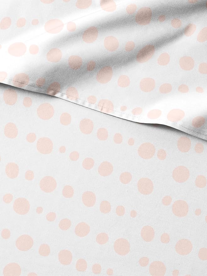 Kids Full Size Pink Dots Bed Sheets - 4 Piece Kids Pink Dots Sheet Set - Spotty Patterned Bedding - Soft & Cozy - Breathable & Machine Washable - Easy-Care Bed Set for Boys, Girls, Teens and Toddlers