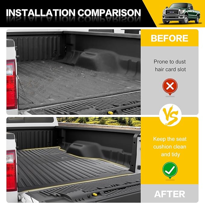 Truck Bed Mat for 1996-2016 Ford Super Duty F250/F350/F450 6.8FT Bed Liner All Weather Protection Bed Cargo Mat Pickup Car Accessories(for 96-16 F-250/F-350/F-450 6.8FT)