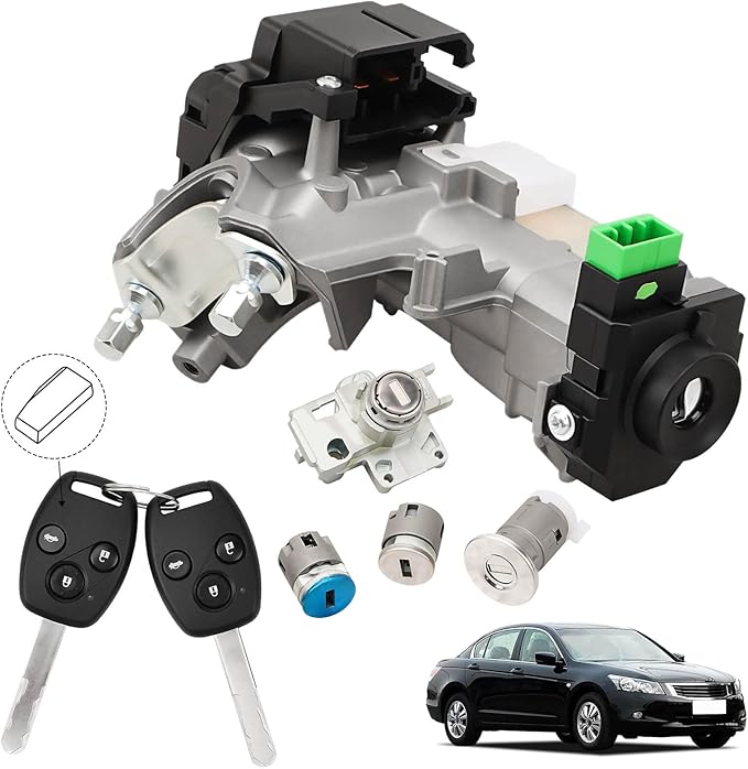 RAMATA 06351-TE0-A11 Ignition Switch Lock Cylinder with Key (with Blank Chip) Compatible with 2008 2009 2010 2011 2012 Honda Accord (Ignition Chip: 46,Frequency: 433mHz)