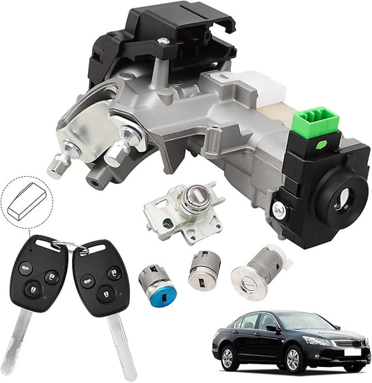 RAMATA 06351-TE0-A11 Ignition Switch Lock Cylinder with Key (with Blank Chip) Compatible with 2008 2009 2010 2011 2012 Honda Accord (Ignition Chip: 46,Frequency: 433mHz)