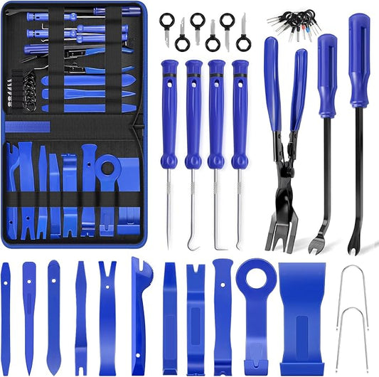 LadyRosian 37Pcs Trim Removal Tool Set, Car Upholstery Repair Kit, Auto Clip Pliers Fastener Remover Tool, Door Panel Tool, Car Panel Tool Radio Stereo Removal Tool Kit with Storage Bag (Blue)