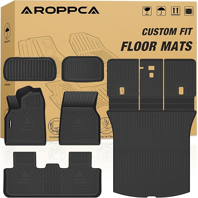 All Weather Floor Mats Cargo Liner with Backrest Mat & Front Rear Cargo Mat for 2025 2026 New Model Y Juniper,TPE Rubber Liners Full Set Automotive Mats for 2025 New Model Y Accessories