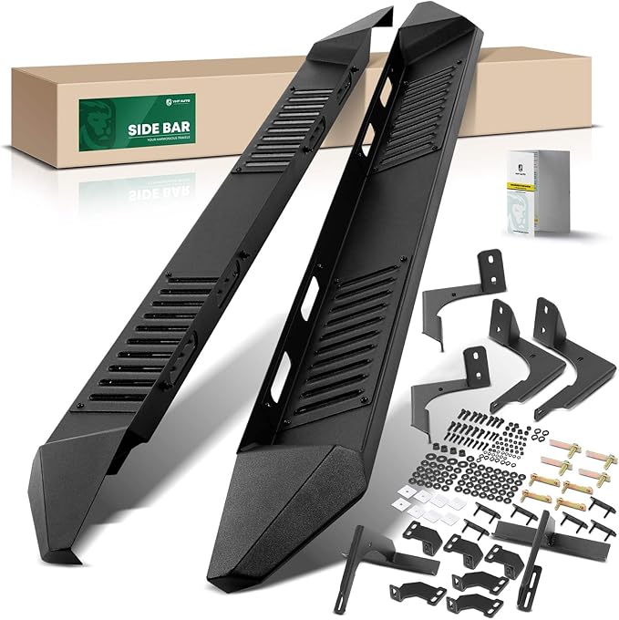 YHTAUTO 6.25" Running Boards Side Steps Fit Dodge Ram 1500 Classic 2500 3500 4500 5500 2009-2024, Crew Cab, Carbon Steel Black Powder, Truck Cab Side Step Rails Off-Road Exterior Accessories, Set of 2