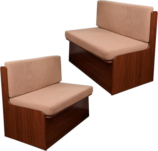 CRFATOP 2 Set RV Dinette Cushion Covers Jacquard Camper Cushion Slipcover Stretch 2 Seat Sofa Chair Cover Furniture Protector for RV Camper Car Bench 2 Backrest Covers & 2 Bench Covers,Khaki