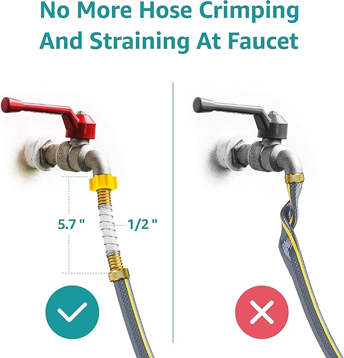 AQUA CREST Flexible Hose Protector-Eliminates Hose Crimping and Straining at Faucets and Water Connections for RV, Garden & Car Wash Hose Extension Adapter, Pack of 3