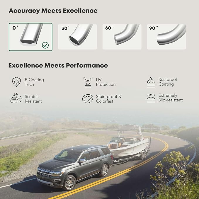 YHTAUTO 4 Inch Running Boards Side Steps Compatible with Jeep Wrangler 2007-2018, 4-Door SUV, Oval Straight Stainless Steel Polished Chrome, Cab Side Step Rails Off-Road Exterior Accessories, Set of 2