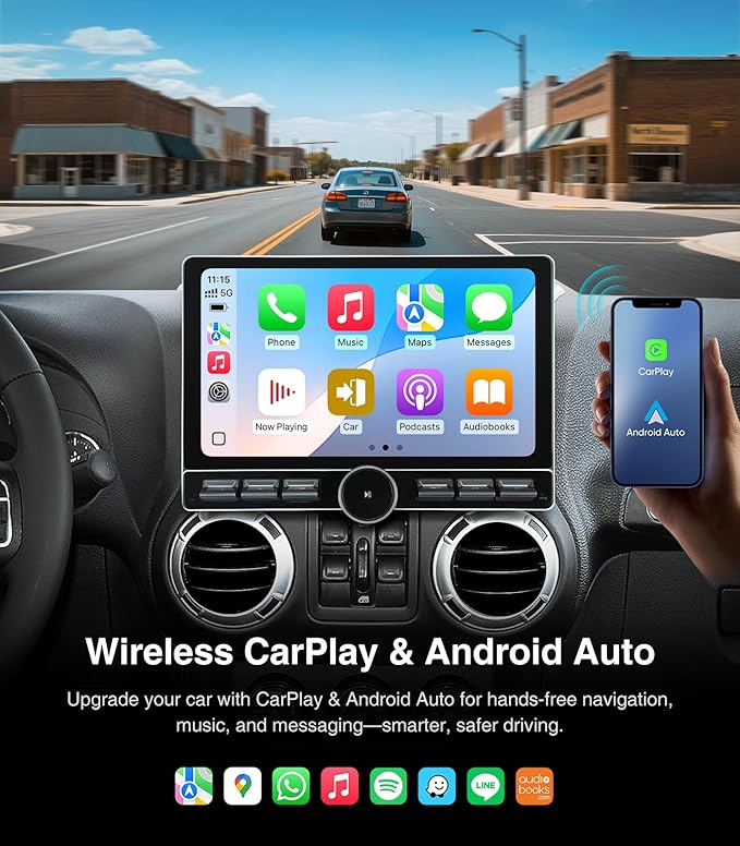 Car Stereo Radio Replacement Upgrade for Jeep Wrangler JK 2007-2018 Dodge Ram 1500 2500 2009-2012 Compass Grand Cherokee Wireless CarPlay Android Auto GPS Navigation Touchscreen Head Unit (6G+64G)