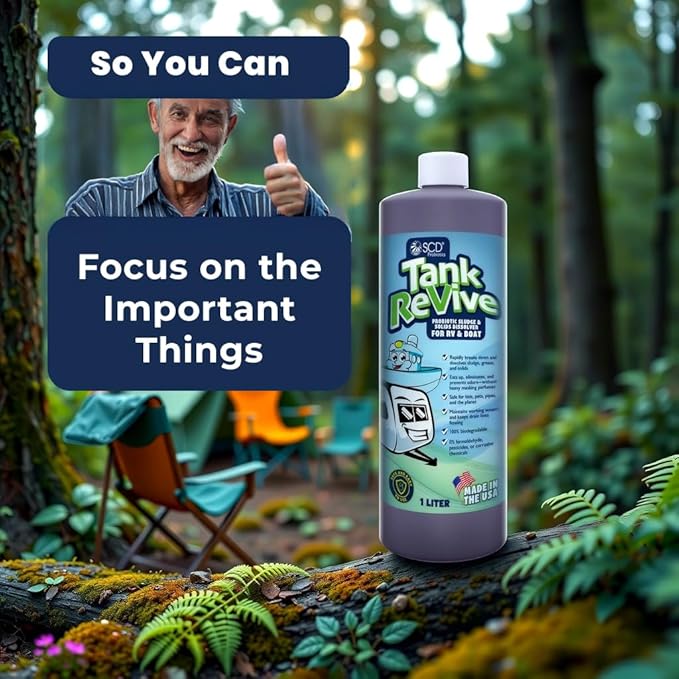 Tank ReVive for RVs and Boats – 33 fl.oz, Probiotic Sludge & Solid Dissolver, Liquifies Struvite, Cleans Clogged Sensors, Eliminates Toilet & Gray Tank Odors, Safe for People & Pipes by SCD Probiotics