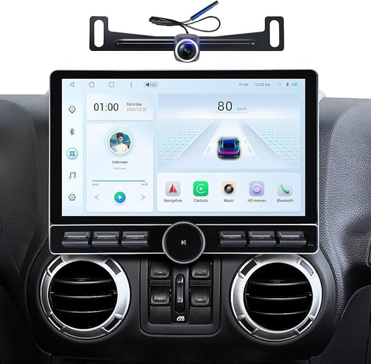 Car Stereo Radio Replacement Upgrade for Jeep Wrangler JK 2007-2018 Dodge Ram 1500 2500 2009-2012 Compass Grand Cherokee Wireless CarPlay Android Auto GPS Navigation Touchscreen Head Unit (6G+64G)