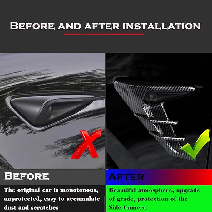 YHCDSEA for 2024 2025 Tesla Model 3 HW4.0 Side Camera Indicator Protection Cover Decoration Accessories fit for Tesla Model 3 with HW4.0 (Glossy Carbon Fiber Pattern)