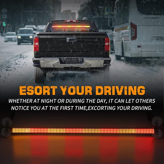 XRIDONSEN 35 inch Traffic Advisor Light Bar 144 LED Amber Red strobe lights Emergency Warning Flashing Safety Interior Windshield w/Directional Arrow for Construction Vehicles Snow plow Trucks