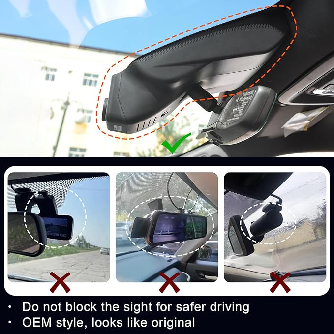 4K Dash Cam Custom fit for Chevy Suburban/Tahoe 2023-2025 (Model A), LS LT RET Z71 Premier High Country, Integrated OEM Look, UHD 2160P Video, WiFi & App, G-Sensor, 64GB Card