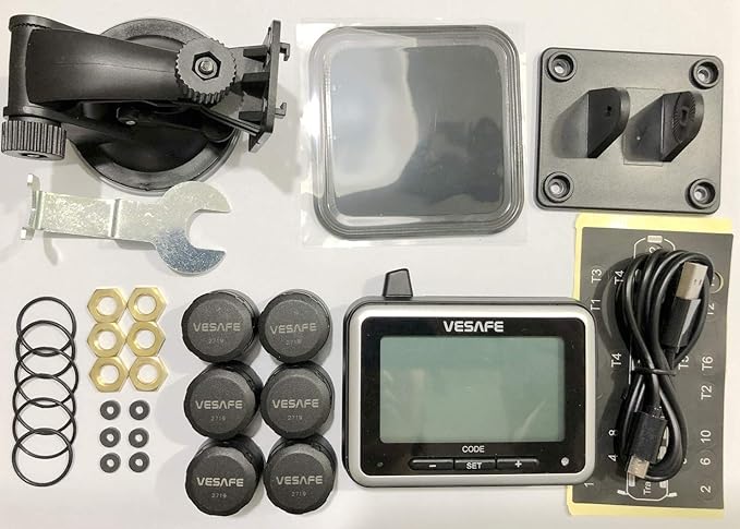 Vesafe TPMS, Wireless Tire Pressure Monitoring System for RV, Trailer, Coach, Motor Home, Fifth Wheel, with 6 Anti-Theft sensors