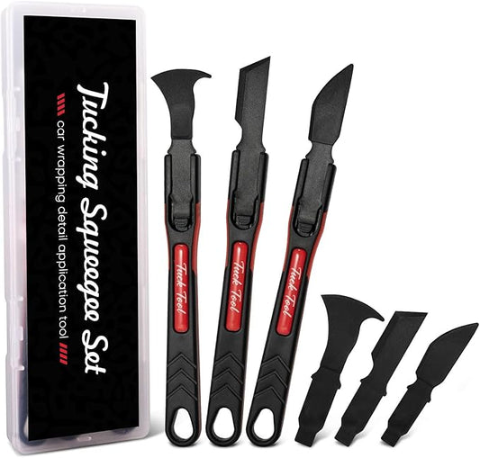 NEWISHTOOL Micro Squeegee Vinyl Wrap Tool, 6 in 1 Pro Wrapping Stick Squeegee Tuck Tools, Heat-Resistant POM Car Wrapping Tool Seam Edge Detail Application for Vinyl Tucking, Sealing and Film Cutting