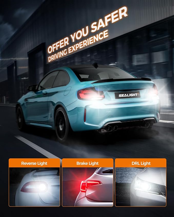 SEALIGHT 3157 LED Bulb White, Super Bright 3156 3056 3057 4157 3047 4057 3457 4114 LED Bulb for Backup Reverse Tail Brake DRL Signal Parking Lights, Pack of 2