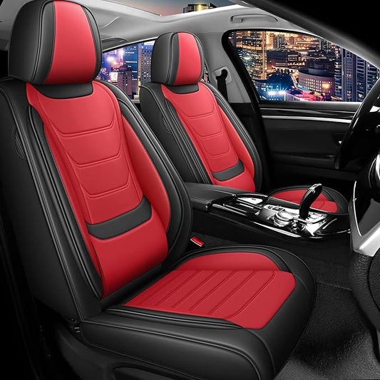 Car Seat Covers for Chevrolet Tahoe 2000-2025, Family Seat Covers, Nappa Leather, Airbag Safe, Waterproof, Anti-Slip & Wear-Resistant, Automobile Seat Covers Sets.(Standard 2 Seats/Black Red)
