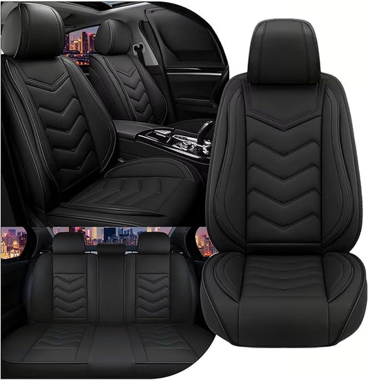 Car Seat Covers for Honda Civic 2000-2026, Stylish Sport Seat Cover, Premium Nappa Leather Car Seat Cover. Automobile Seat Covers Sets.(Standard 5 Seats/Pure Black)