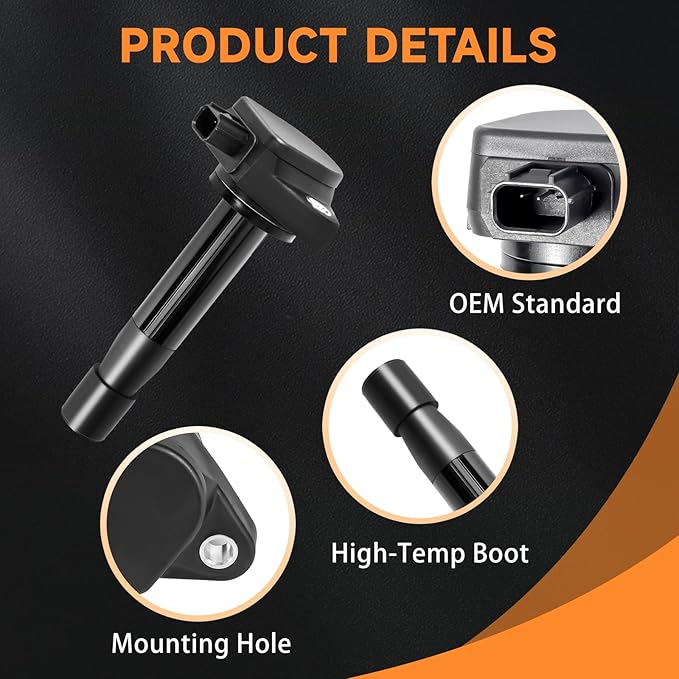 Motorevo Ignition Coil Pack Set of 6 Compatible with Honda Accord 2008-2012, Odyssey 2008-2017, Crosstour 2012 & Acura TL 2009-2014, RL 2009-2012, TSX 2010-2014 - V6 3.5L 3.7L Replace OE# UF603 C1624