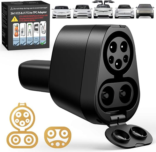 2-in-1 CCS & J1772 to Tesla Adapter - 250KW Fast CCS to Tesla Adapter, Compatible with Tesla Model S/3/X/Y/Cybertruck - Works with Electrify America, Blink, ChargePoint, and EVgo Station