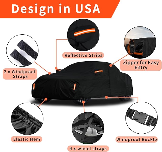 Upgraded Car Cover Custom Fit for Mazda MX-5 Miata 1989-2024 2025, Waterproof All Weather Full Exterior Cover Sun Rain Snow Protector for Automobiles with Door Zipper