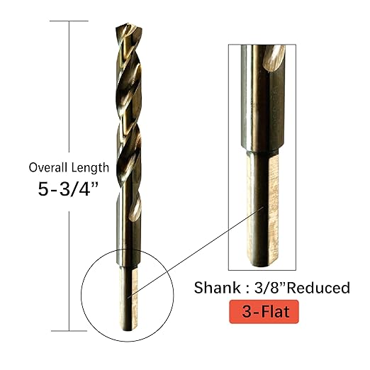 (1/2 Inch, Pack of 3) M35 5% Cobalt Twist Drill Bit Set for Hard Metal, Steel, and Stainless Steel