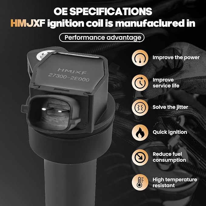 Set of 4 Ignition Coil Packs UF651 Compatible with 2014-2015 Kia Soul Forte Hyundai Tucson Elantra GT(1.8L 2.0L ONLY) - 1.8L 2.0L Engines, Replace# 5C1861, C1804, 1788511, 273002E000