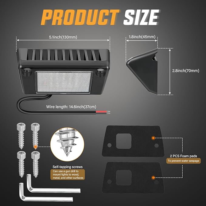 Nilight RV Exterior Light 2PCS 5 Inch Porch Lights White Beam 12V 24V LED Scene Cargo Lighting Black Aluminum Housing for RVs Trailers Travel Campers 5th Wheels Motorhome SUV Truck