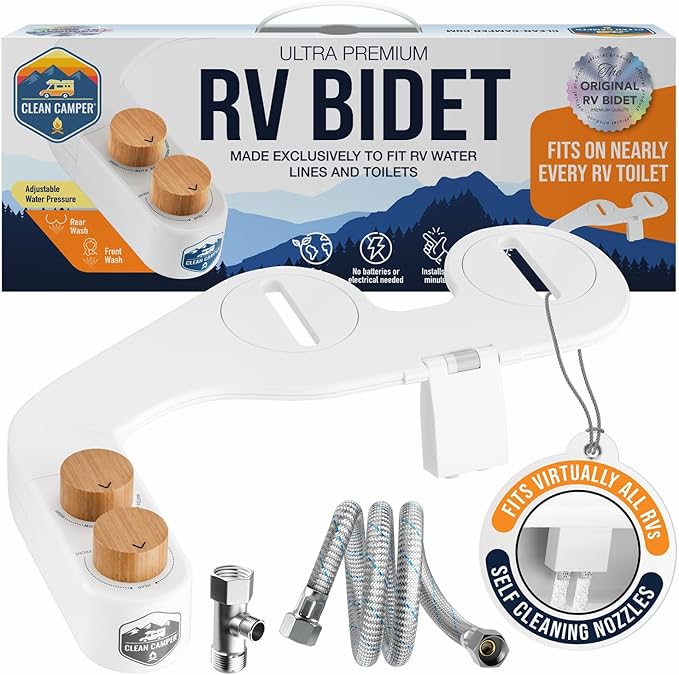 The Original RV Bidet Self-Cleaning Dual Nozzles | Non-Electric, Reversible Design | Easy Installation, RV Waterline Compatible | Adjustable Gentle Water Pressure | Eco-Friendly