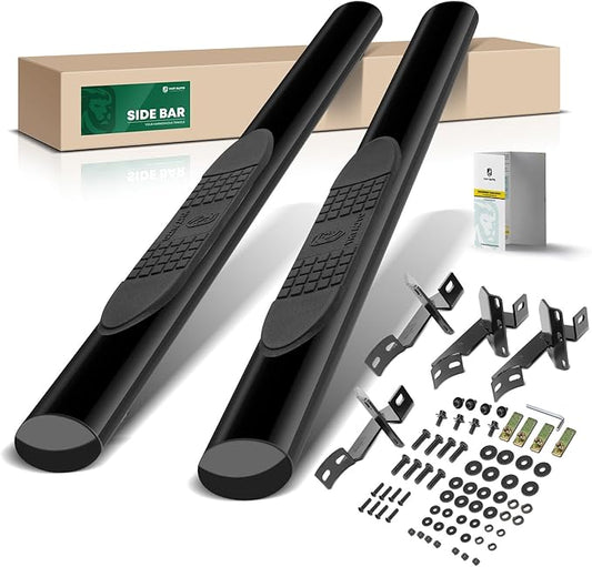 YHTAUTO 4 Inch Running Boards Fit Jeep Wrangler JK 2007-2018 2-Door SUV, Oval Straight Side Steps Carbon Steel Step Bars Off-Road Exterior Accessories