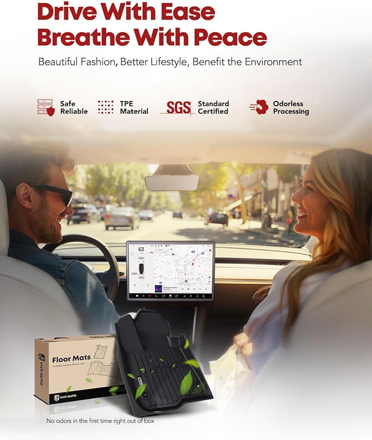 YHTAUTO Floor Mats Fit 2023-2025 Honda CR-V CRV(Include Hybrid), TPE All Weather Car Mats Waterproof Anti-Slip Odorless Floor Liner, Interior Car Accessories Front & 2nd Row Liner