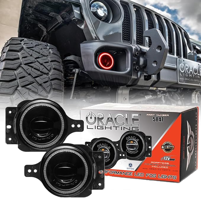 ORACLE Lighting 5847-003 Pair of 20W LED Fog Lights Compatible with 2018 2024 Wrangler JL - Red - Rugged & Durable - High Performance