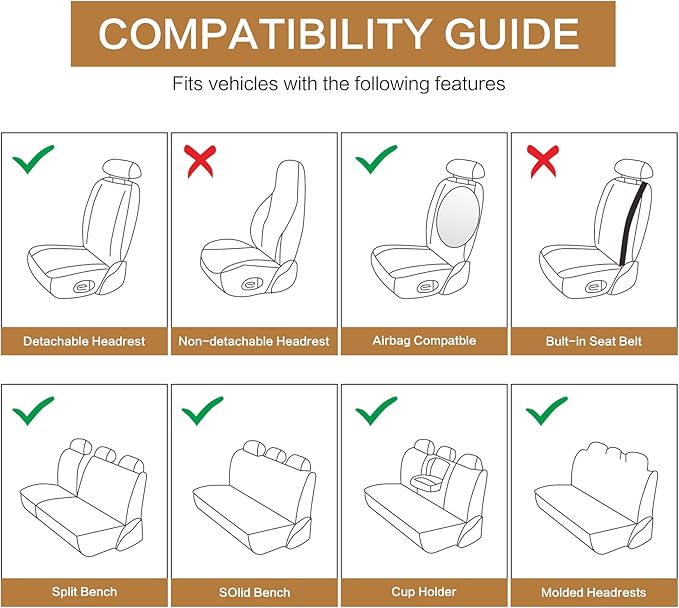 Pariitadin Leather Car Seat Covers Full Set, Waterproof Faux Leather Seat Covers for Cars, Non-Slip Car Interior Covers Universal Fit for Most Cars Sedans Trucks SUVs, Black/Red