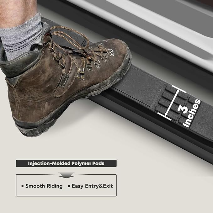 YHTAUTO 3 Inch Running Boards Side Steps Compatible with Jeep Grand Cherokee L 2021-2025, SUV, Round Carbon Steel Black Powder, Cab Side Step Rails Off-Road Exterior Accessories, Set of 2